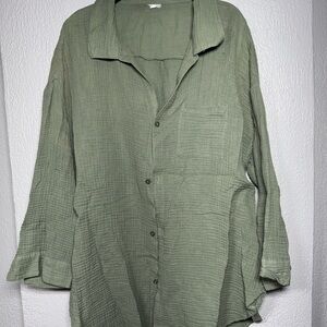Sage Lightweight Button-Up Shirt/Swim Cover-up